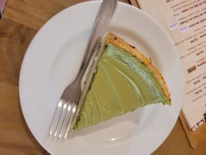 cheesecake de pistache at Hera Veggie in Sao Paulo