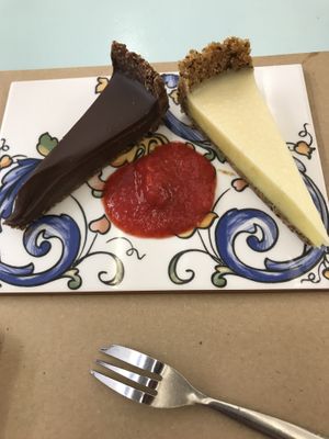 Chocolate and lemon tarts   at Chachacha in Olhao