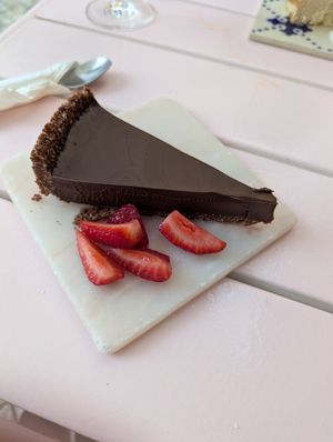 Chocolate tart at Chachacha in Olhao