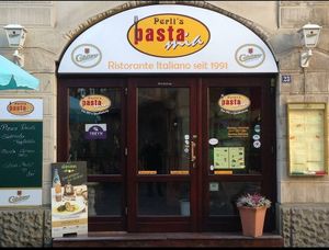 Outside at Perli's Pasta Mia in Quedlinburg