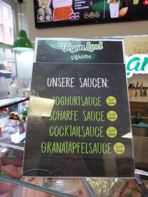 Menu of sauces at Veganland - Zülpicherstr in Cologne