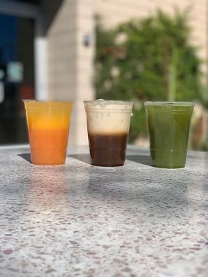 Freshly roasted coffees and drinks like the Matcha Lemonade and The Jolt Coffee at The JOLT Coffee Co in Las Vegas