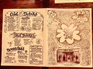 Front/back of menu at The Yellow Deli  in Rutland