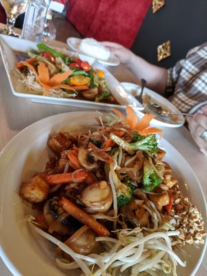 Pad thai and cashew stir fry at Kajohn Thai Cuisine in Halifax