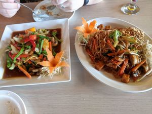 Cashew stir fry and pad thai at Kajohn Thai Cuisine in Halifax