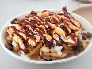 Cheese Burger Fries at Vege Pulse in Auckland