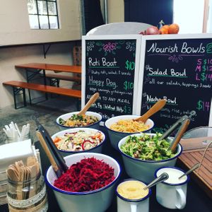 A great choice of fresh seasonal vegan salads are available  at Vege Pulse in Auckland