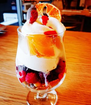 vegan and organic frozen parfait at Kumeys in Tokyo