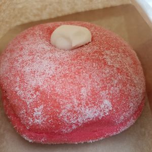 Red velvet doughnut at Goldeluck's Bakeshop in Croydon