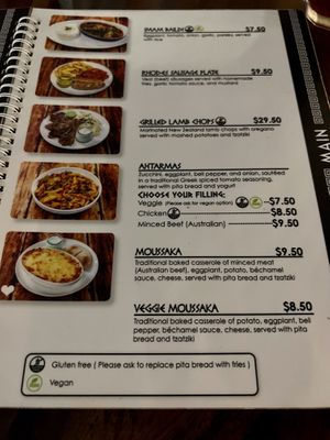 Menu mains   at Elia Greek Kitchen in Siem Reap