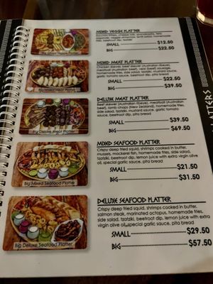 Menu platters   at Elia Greek Kitchen in Siem Reap