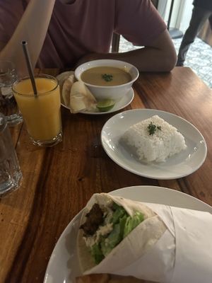 Vegan gyros and lentil soup  at Elia Greek Kitchen in Siem Reap
