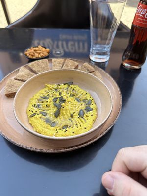 Curry Hummus and Corn Nuts  at Broc The Kasbah in Marrakech