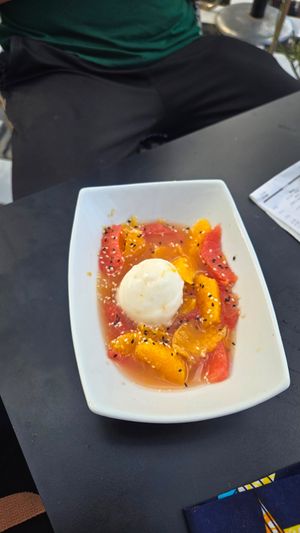 Nage d'agrumes / Citrus soup. Would not recommend. at Broc The Kasbah in Marrakech