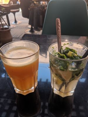 Orange ginger peach, and virgin mojito at Broc The Kasbah in Marrakech
