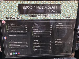 Menu  at Broc The Kasbah in Marrakech