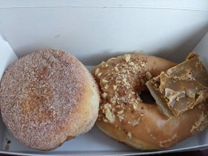 Chocolate ganache and butter tart donuts at Machino Donuts - Bloor St in Toronto