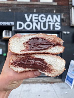 Chocolate cream-filled donuts from Machino donuts at the high park location. at Machino Donuts - Bloor St in Toronto