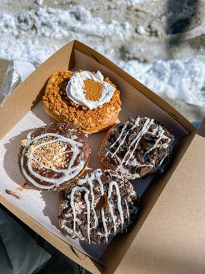 Biscoff, Ferrero Rocher, Cookies n Cream  at Machino Donuts - Bloor St in Toronto