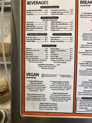 vegan menu   at Scramble in Tempe
