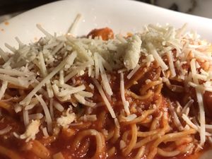 Spaghetti pomodoro with vegan cheese   at Vapiano - Stationsplein in Utrecht