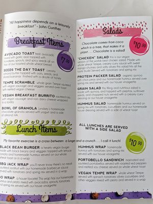 Menu side two at Coco Plum Place in Key Largo