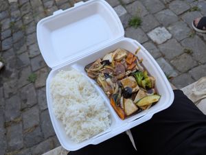 rice with vegetables and tofu at Puce in Aarberg