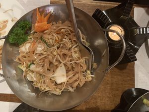 Wide noodles with vegetables  at Puce in Aarberg