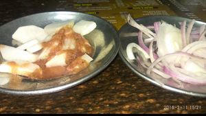Simple salad at Zamindara Dhaba in Bari Brahmana