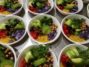 Vegan Buddha bowl with avocado at Nectare in Bologna