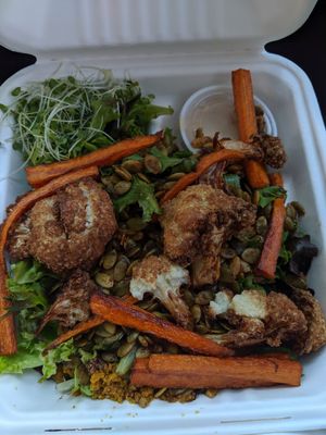 The velvet pig salad with cauliflower (they were out of brussels sprouts) at The Velvet Pig in Lake Charles