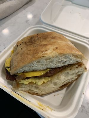 Vegan breakfast sandwich at The Velvet Pig in Lake Charles