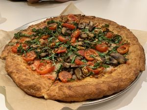 Vegan pizza with all the toppings your heart desires! at Oath Pizza in New York City