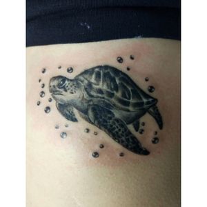 Turtle tattoo done at Urban Jungle vegan Tattoo shop downstairs from the café at Urban Jungle in Ubud