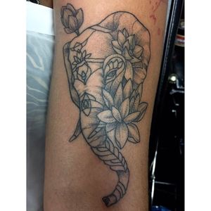 Elephant tattoo done at Urban Jungle vegan Tattoo shop downstairs from the café at Urban Jungle in Ubud