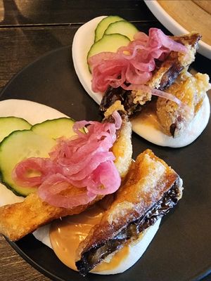 Crispy eggplant bao at Din Dins in Albury