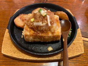Tofu steak with vegetable at Gotoku-tei in Nagano