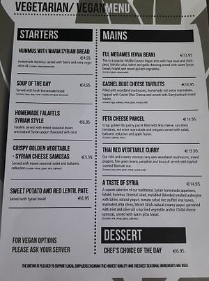 menu at Bayleaf Bistro in Cork