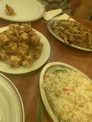 Chowmein, veggie balls and fried rice at Chu Lin in Lanzarote