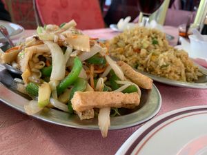 Stir fried tofu and vegan friendly fried rice at Chu Lin in Lanzarote