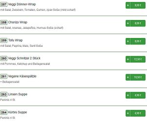 vegan menu at Deluxe in Stuttgart