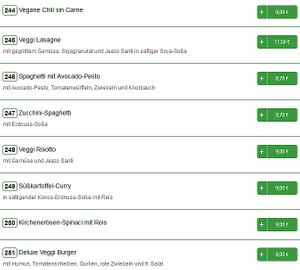 vegan menu at Deluxe in Stuttgart