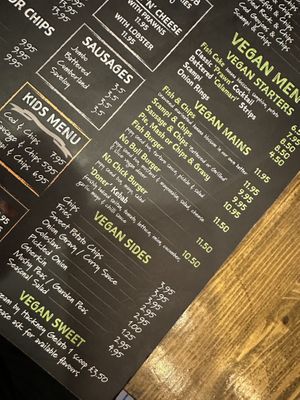 vegan menu  at Sutton and Sons - Graham Rd in North London