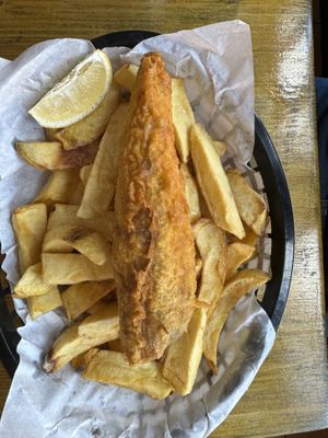 Vegan fish and chips    at Sutton and Sons - Graham Rd in North London