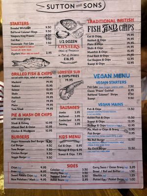 Full menu  at Sutton and Sons - Graham Rd in North London