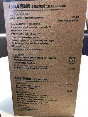 Lunch menu 2 April 2019 at Eden Court in Inverness