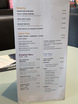 Fruit salad and sorbet, soup, sandwich at Eden Court in Inverness