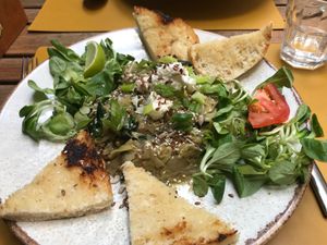 Green eggs 
(Eggs buried underneath, I was confused at first too) at Fig in Split