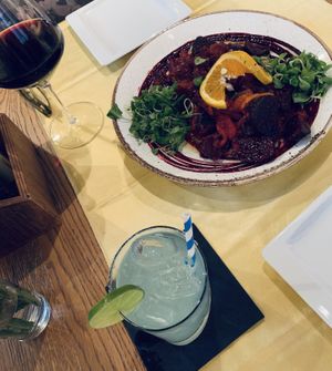 Roasted Vegetables & Hummus, House Red Wine, & Plitivich Margarita  at Fig in Split