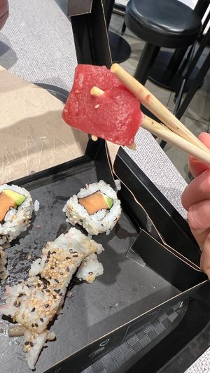 Supposed vegan sushi. Tastes like real fish 🫣 at Sushi Supply in Hamburg